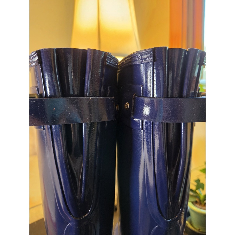 Hunter Org Wms Tall Rain Boots Melody Back Ad Gloss Rubber WP Wellies 9 NEW $190 - Picture 5 of 14